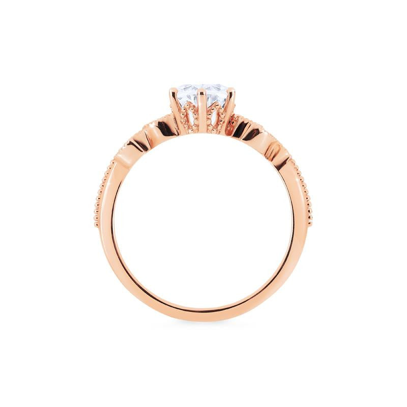 [Dahlia] Petite Floral Engagement Ring in Diamond / Moissanite