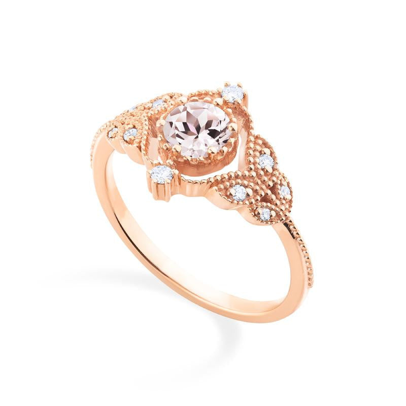 [Adeline] Vintage Rose Ring in Morganite