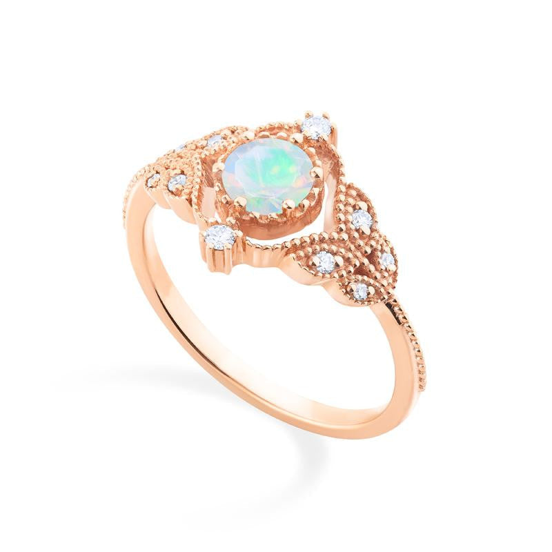 [Adeline] Vintage Rose Ring in Opal