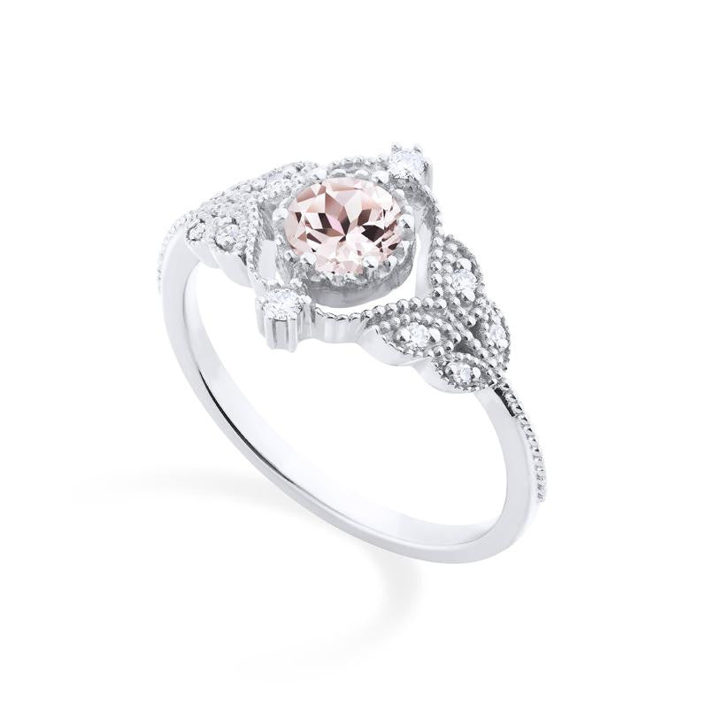 [Adeline] Vintage Rose Ring in Morganite