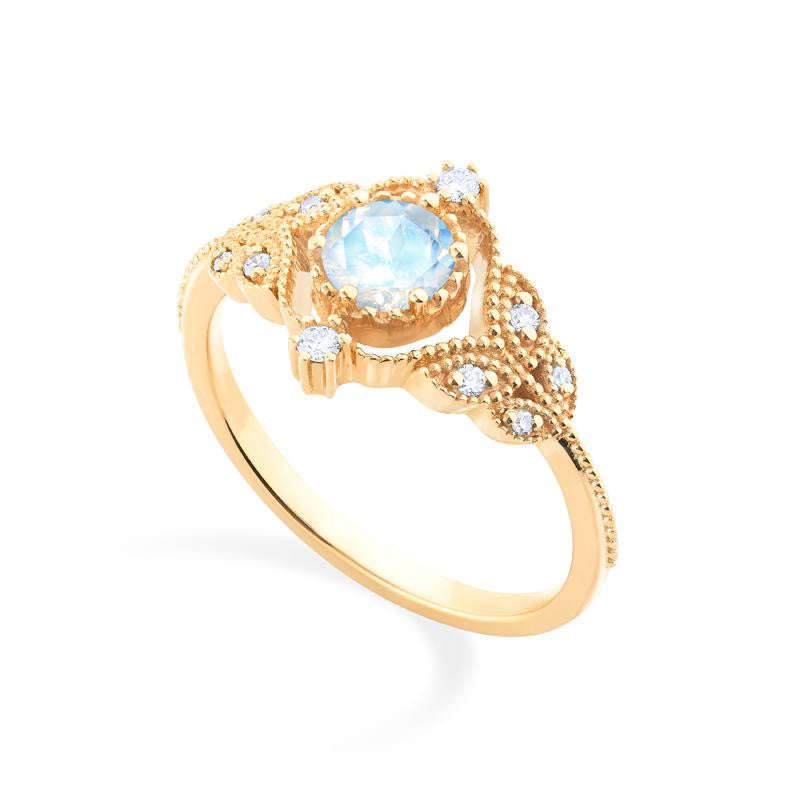 [Adeline] Vintage Rose Ring in Moonstone