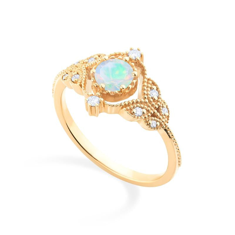 [Adeline] Vintage Rose Ring in Opal