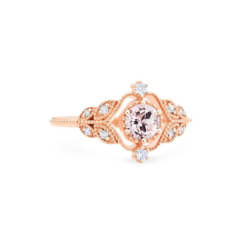 [Adeline] Vintage Rose Ring in Morganite