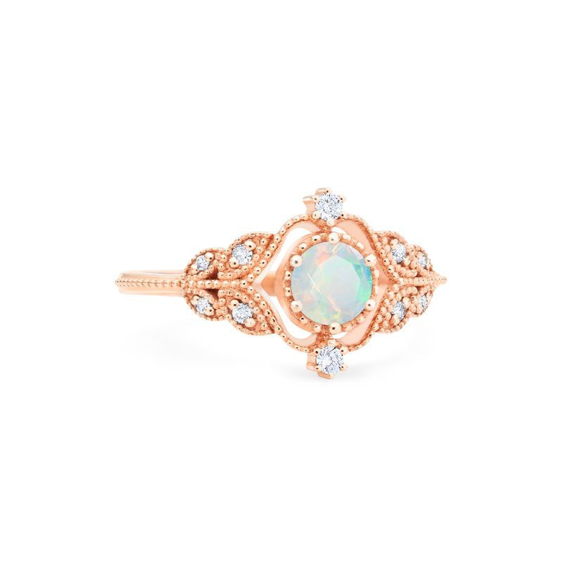 [Adeline] Vintage Rose Ring in Opal
