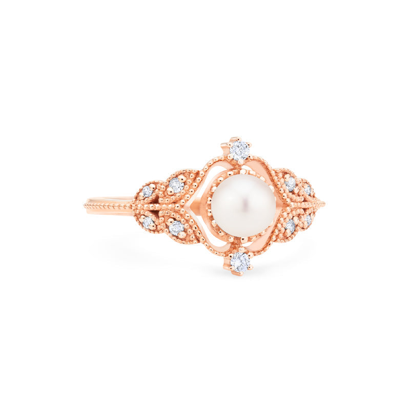 [Adeline] Vintage Rose Ring in Akoya Pearl