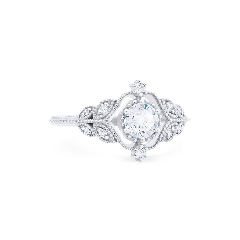 [Adeline] Vintage Rose Engagement Ring in Diamond / Moissanite
