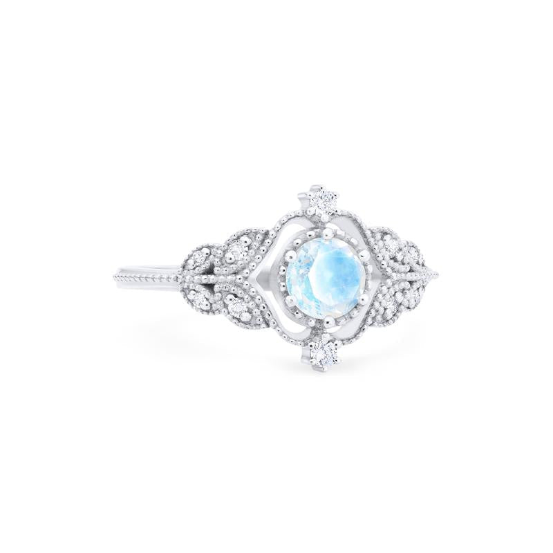 [Adeline] Vintage Rose Ring in Moonstone