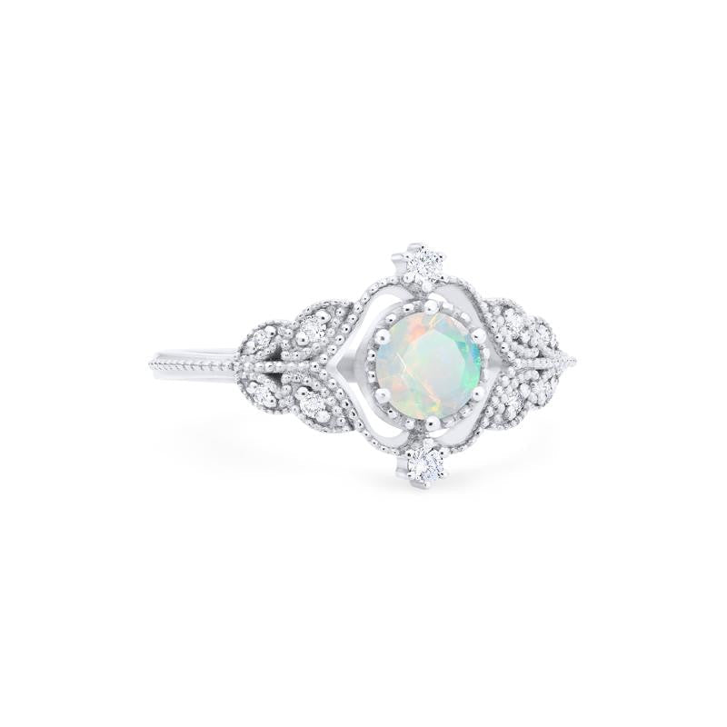 [Adeline] Vintage Rose Ring in Opal