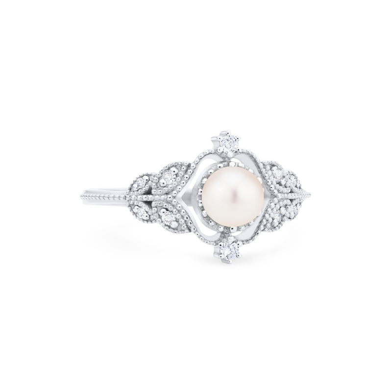 [Adeline] Vintage Rose Ring in Akoya Pearl