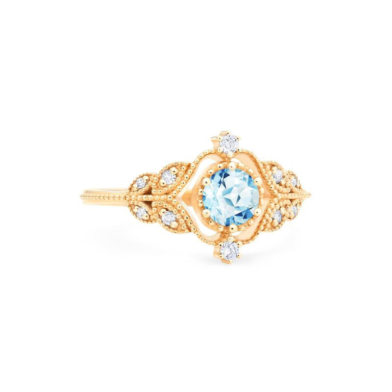 [Adeline] Vintage Rose Ring in Aquamarine