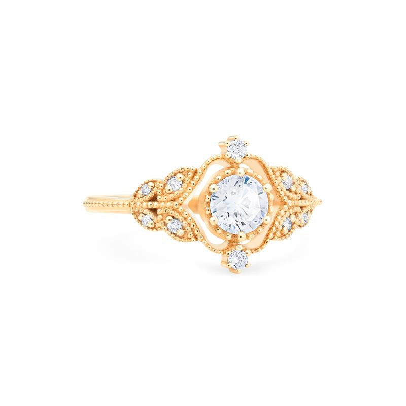 [Adeline] Vintage Rose Engagement Ring in Diamond / Moissanite