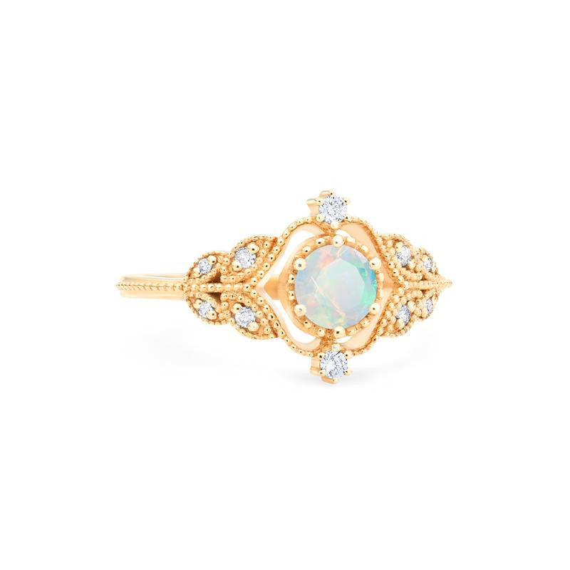 [Adeline] Vintage Rose Ring in Opal