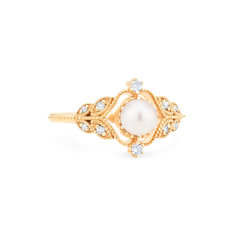 [Adeline] Vintage Rose Ring in Akoya Pearl