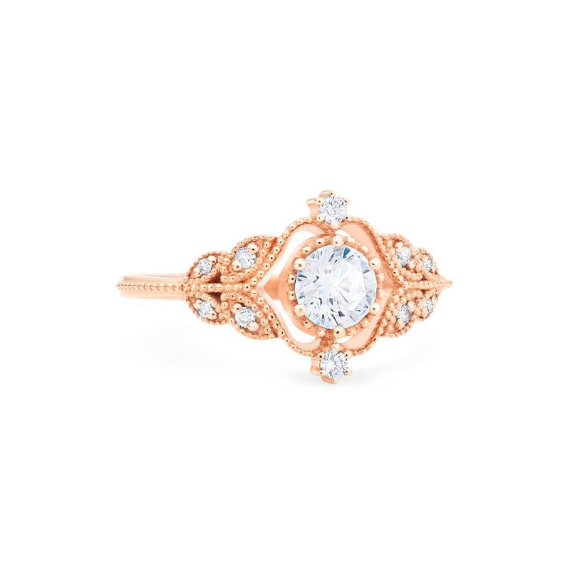 [Adeline] Vintage Rose Engagement Ring in Diamond / Moissanite