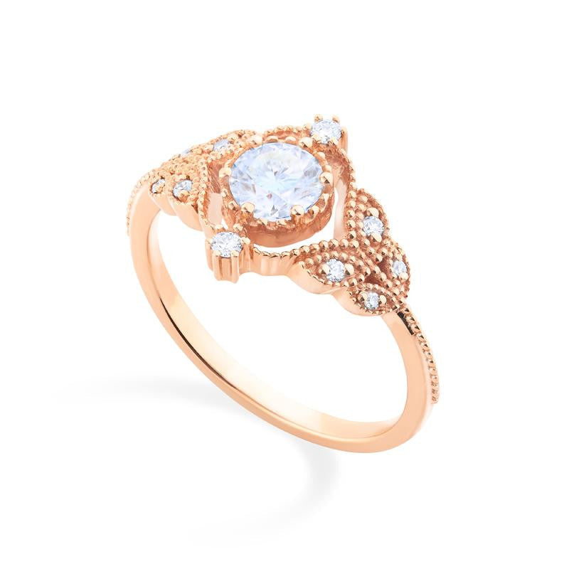 [Adeline] Vintage Rose Engagement Ring in Diamond / Moissanite