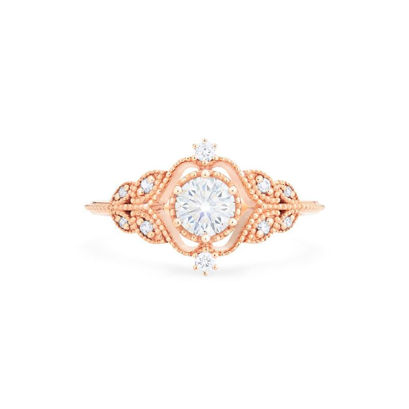 [Adeline] Vintage Rose Engagement Ring in Diamond / Moissanite