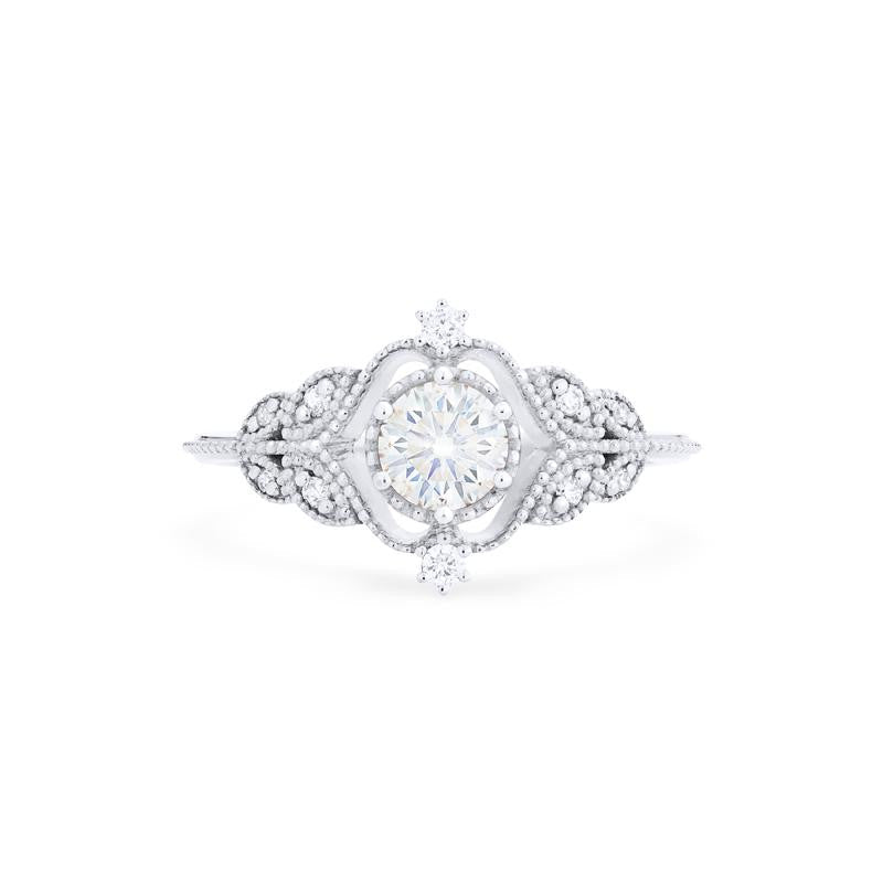 [Adeline] Vintage Rose Engagement Ring in Diamond / Moissanite