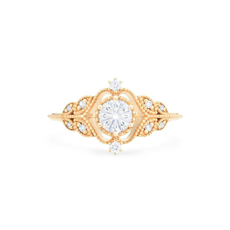 [Adeline] Vintage Rose Engagement Ring in Diamond / Moissanite