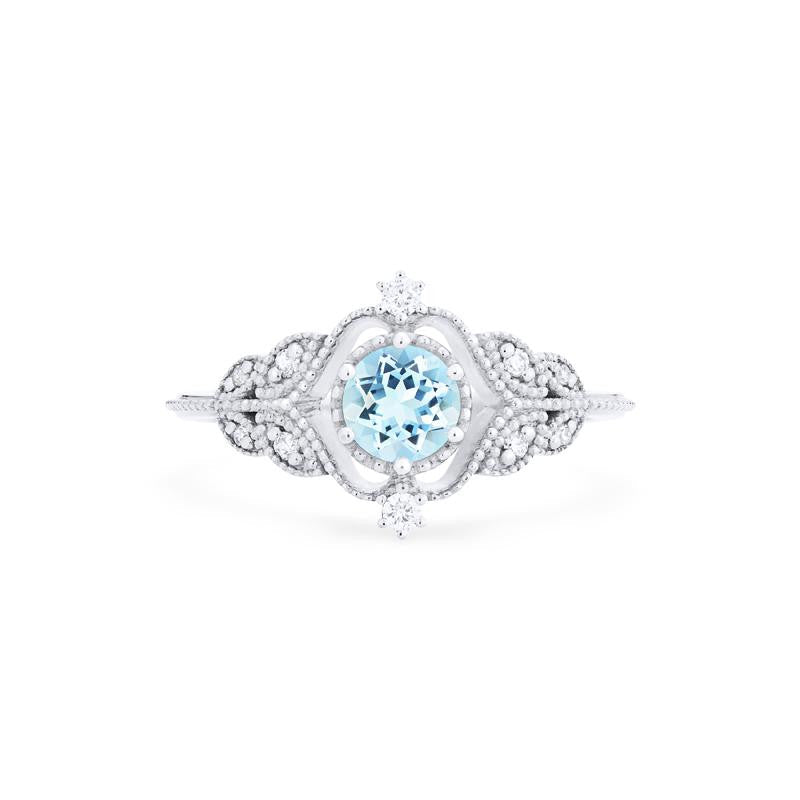 [Adeline] Vintage Rose Ring in Aquamarine