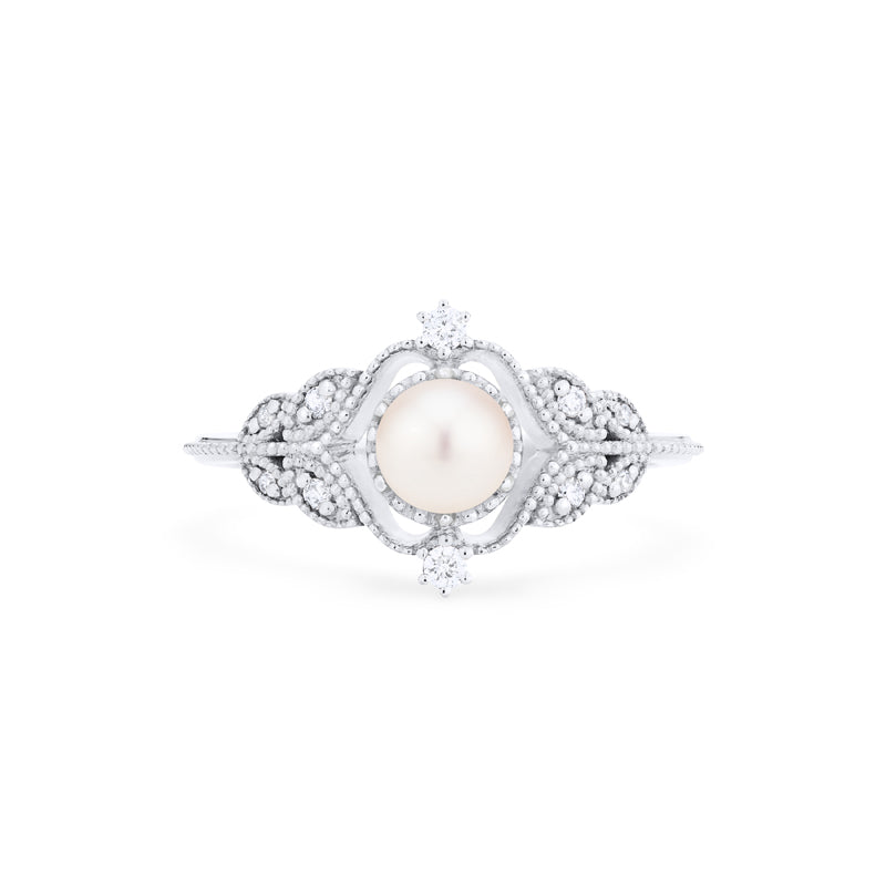 [Adeline] Vintage Rose Ring in Akoya Pearl