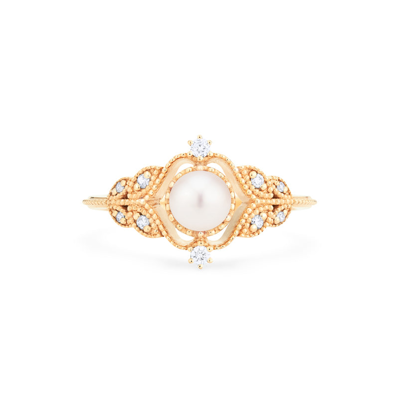 [Adeline] Vintage Rose Ring in Akoya Pearl