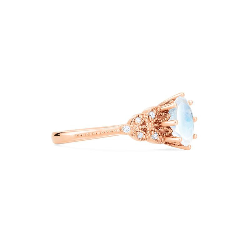 [Olivia] Classic Floral Oval Engagement Ring in Moonstone