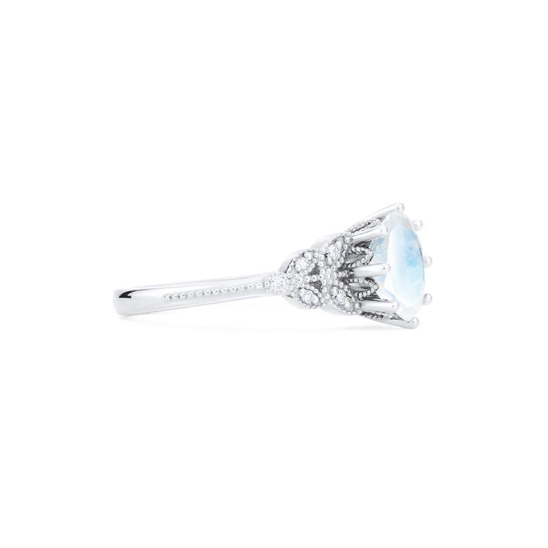 [Olivia] Classic Floral Oval Engagement Ring in Moonstone