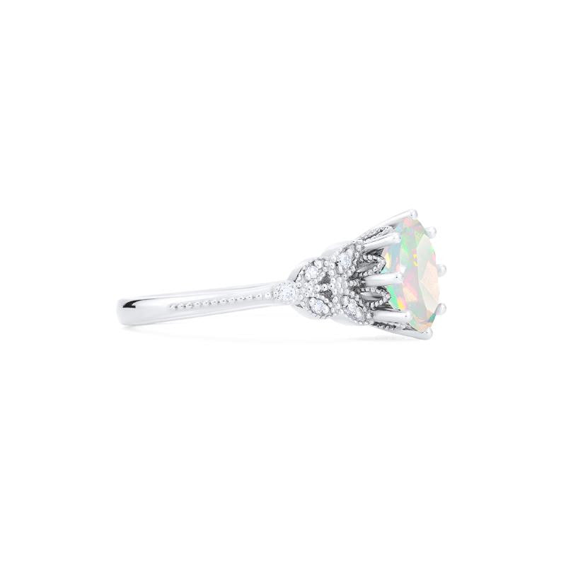 [Olivia] Classic Floral Oval Engagement Ring in Natural Australian Opal