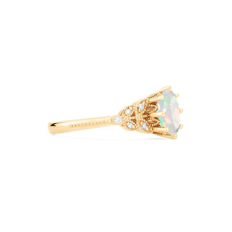 [Olivia] Classic Floral Oval Engagement Ring in Natural Australian Opal