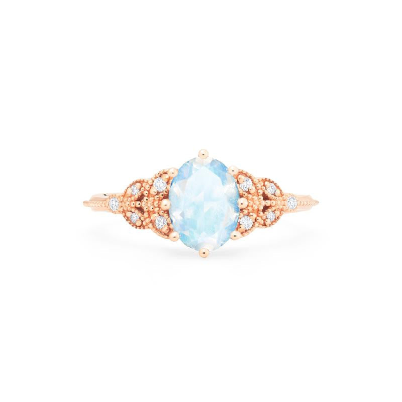[Olivia] Classic Floral Oval Engagement Ring in Moonstone
