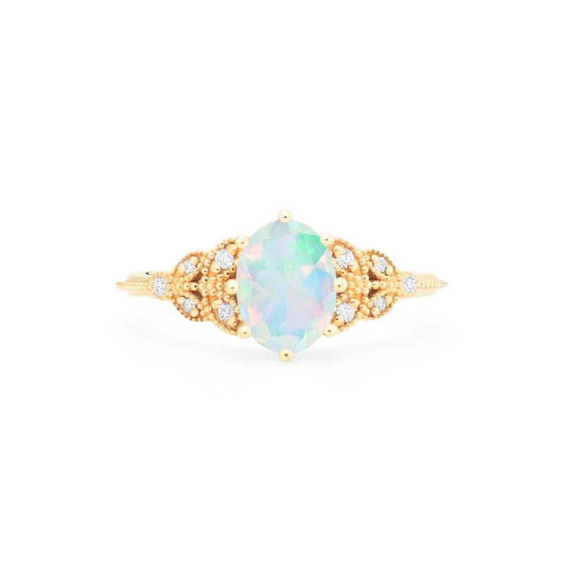 [Olivia] Classic Floral Oval Engagement Ring in Natural Australian Opal
