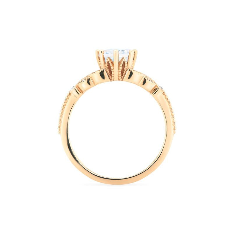 [Olivia] Classic Floral Oval Engagement Ring in Moonstone