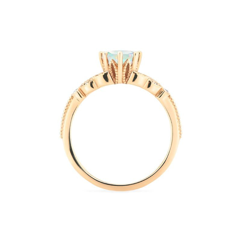 [Olivia] Classic Floral Oval Engagement Ring in Natural Australian Opal