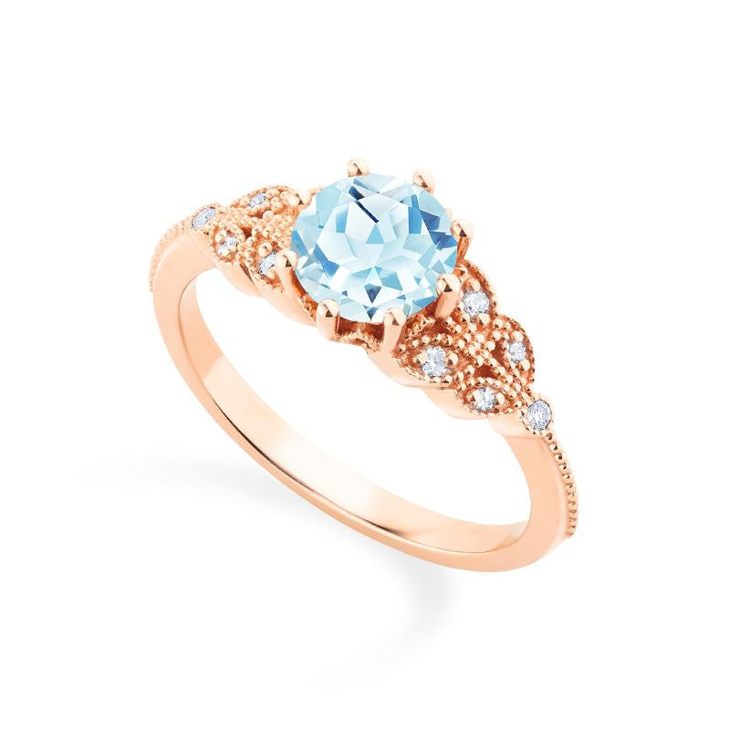 [Kerensa] Classic Floral Engagement Ring in Aquamarine