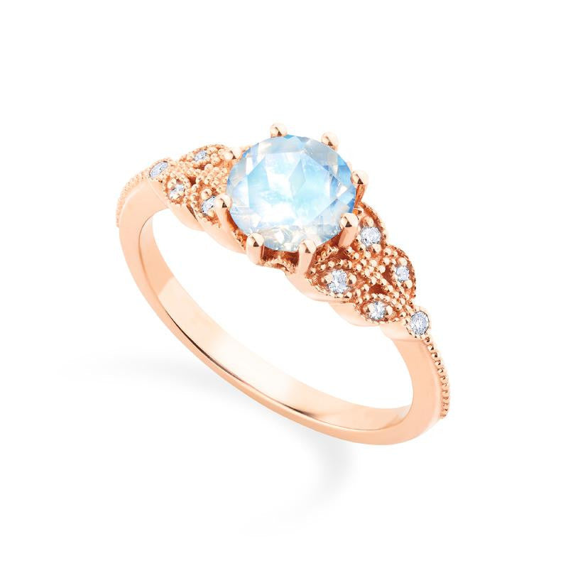 [Kerensa] Classic Floral Engagement Ring in Moonstone