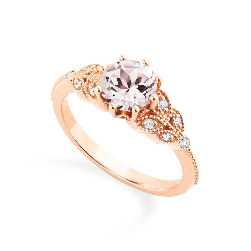 [Kerensa] Classic Floral Engagement Ring in Morganite