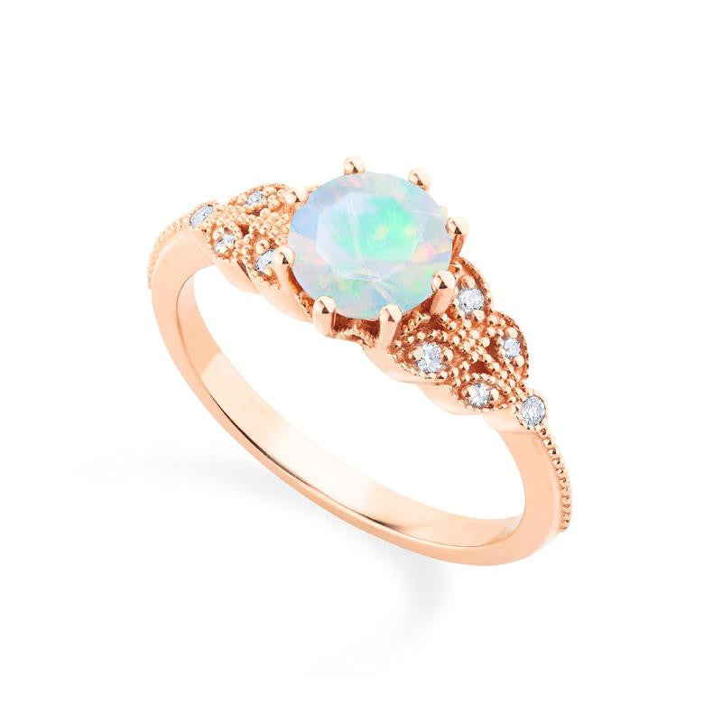 [Kerensa] Classic Floral Engagement Ring in Opal