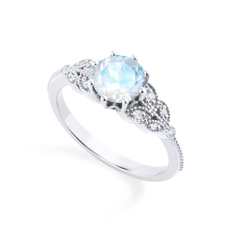 [Kerensa] Classic Floral Engagement Ring in Moonstone