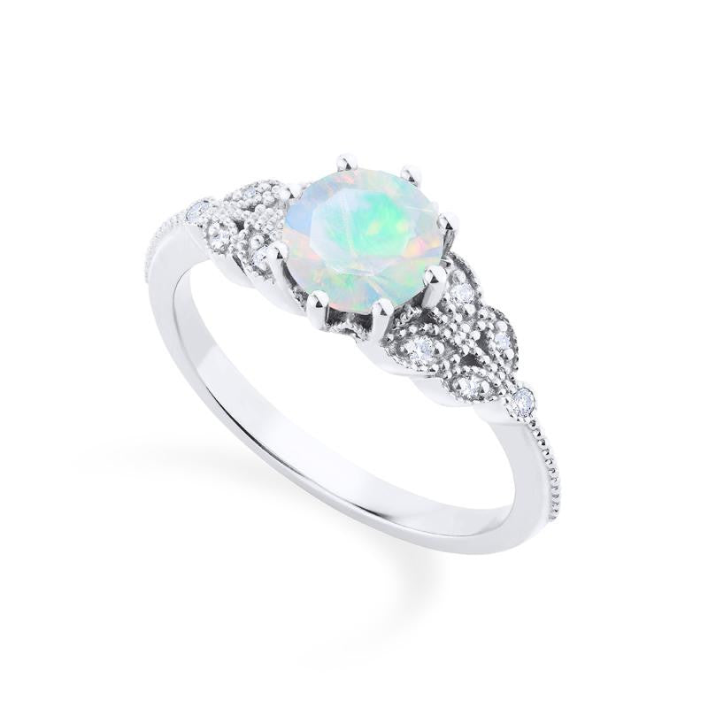 [Kerensa] Classic Floral Engagement Ring in Opal