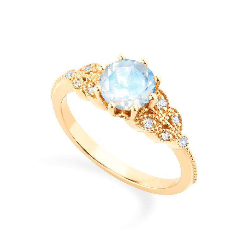 [Kerensa] Classic Floral Engagement Ring in Moonstone