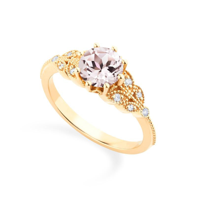 [Kerensa] Classic Floral Engagement Ring in Morganite