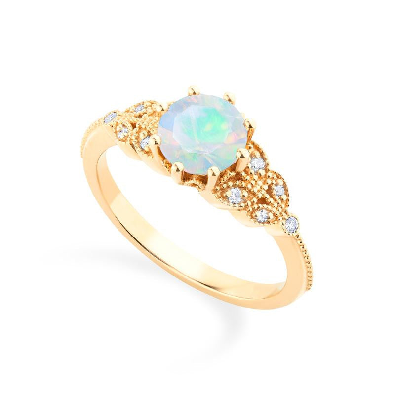 [Kerensa] Classic Floral Engagement Ring in Opal