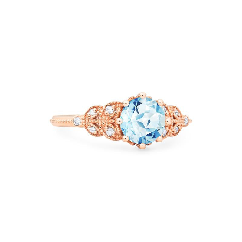 [Kerensa] Classic Floral Engagement Ring in Aquamarine