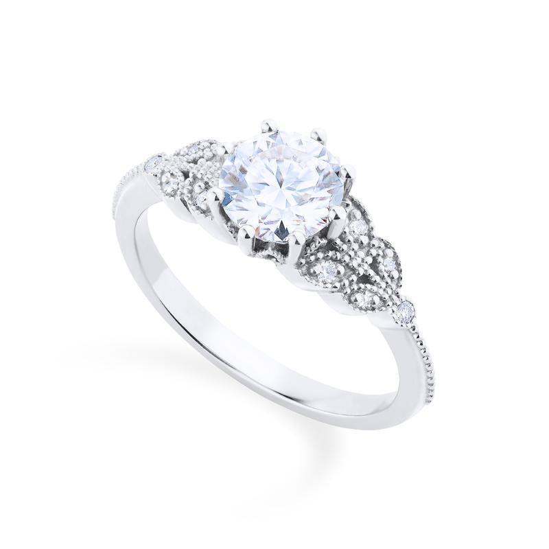 [Kerensa] Classic Floral Engagement Ring in Diamond / Moissanite