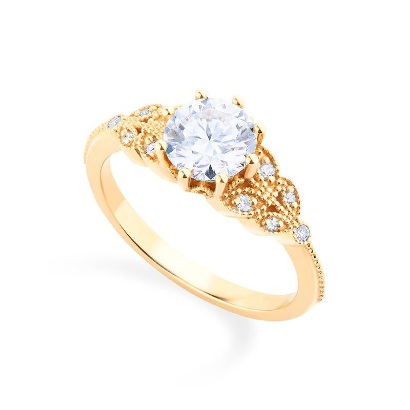 [Kerensa] Classic Floral Engagement Ring in Diamond / Moissanite