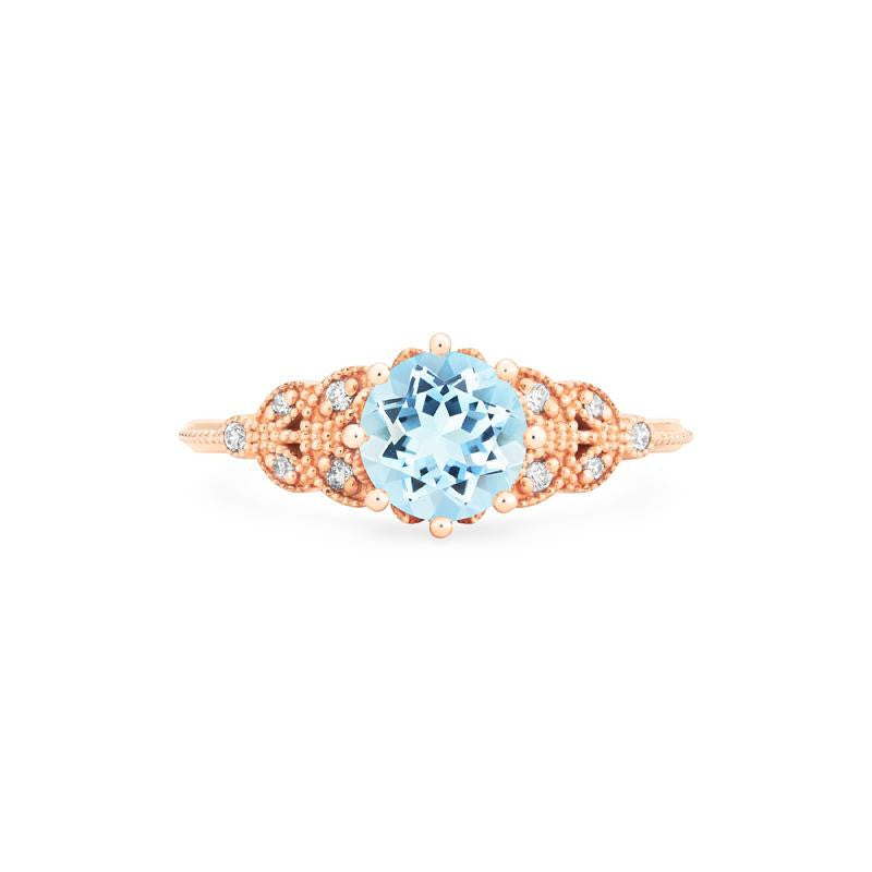 [Kerensa] Classic Floral Engagement Ring in Aquamarine