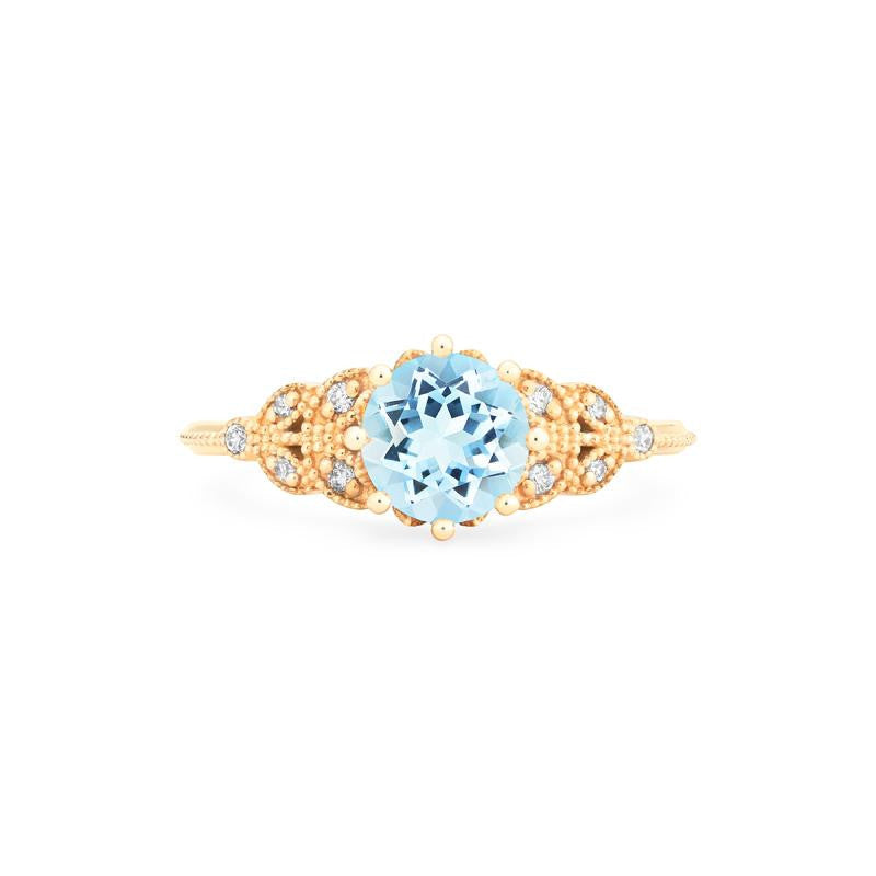 [Kerensa] Classic Floral Engagement Ring in Aquamarine