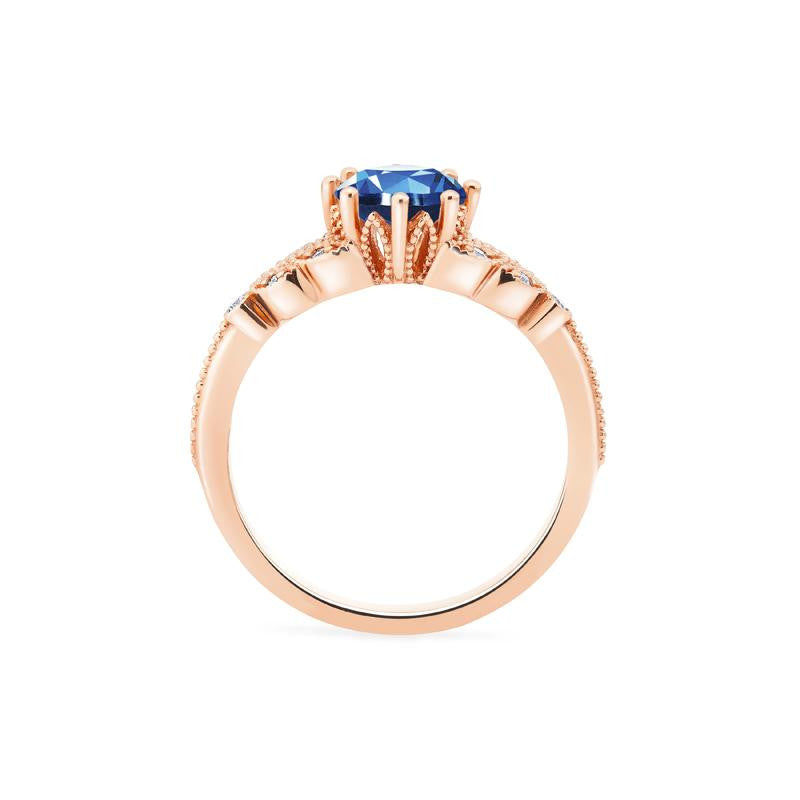[Kerensa] Classic Floral Engagement Ring in Lab Blue Sapphire