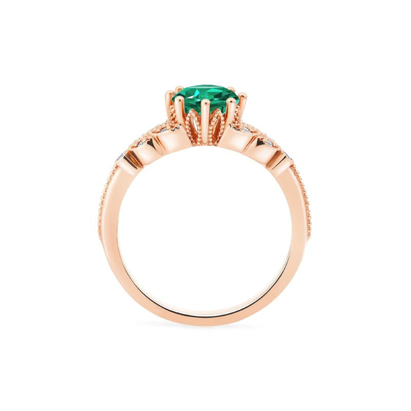 [Kerensa] Classic Floral Engagement Ring in Lab Emerald