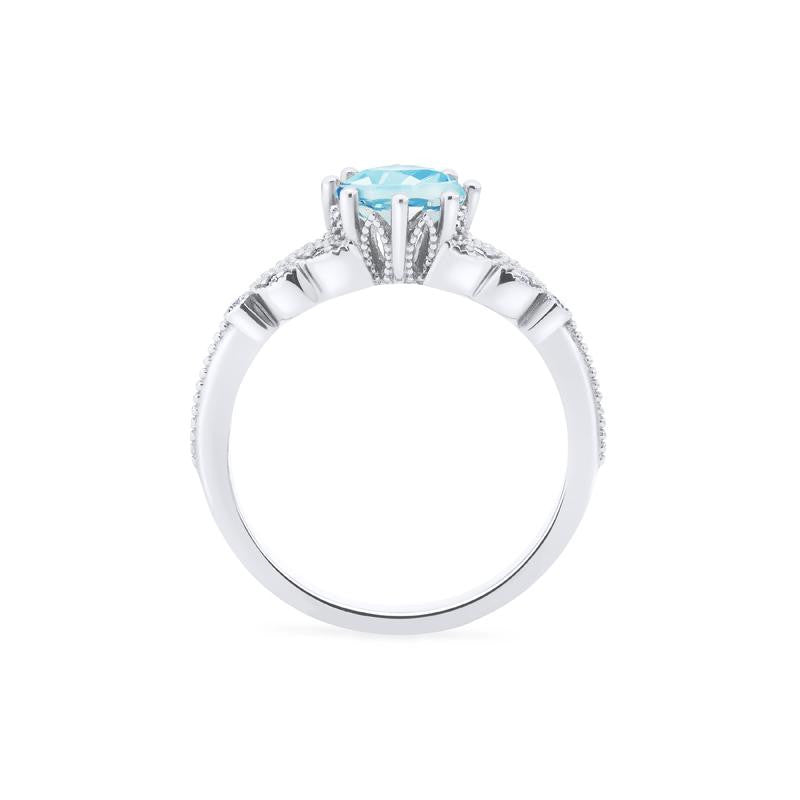[Kerensa] Classic Floral Engagement Ring in Aquamarine